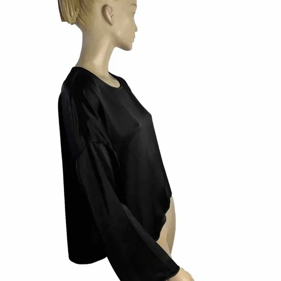 Zoran minimalist black silk dolman sleeves blouse one size
